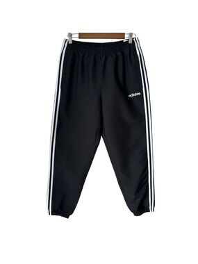 Adidas Men’s 3 Stripe Polyester Black Drawstring Joggers With Pockets Size Large